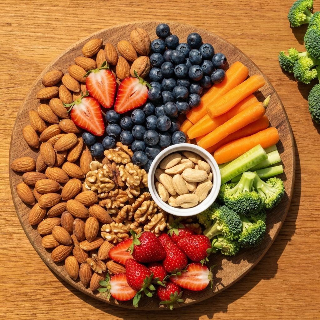Snacks op een houten plank
