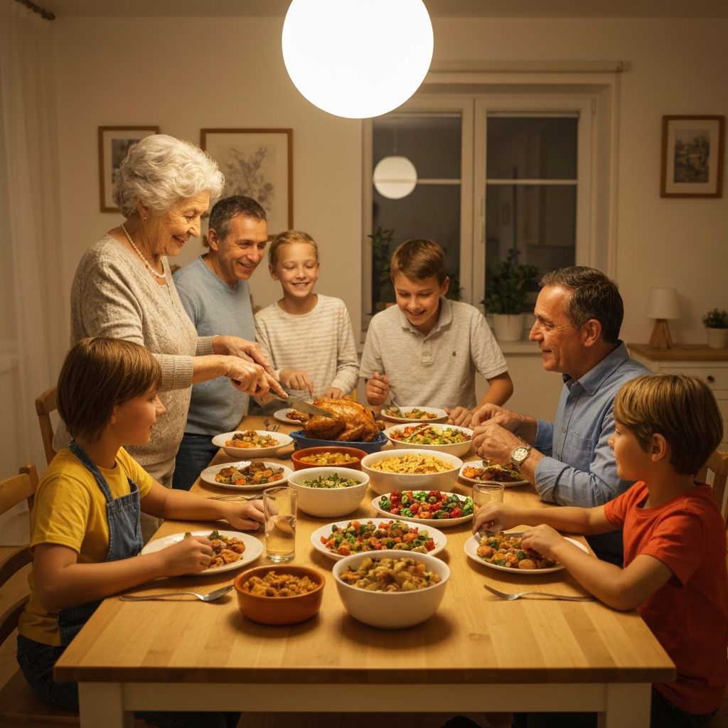Gezinsmaaltijd aan tafel